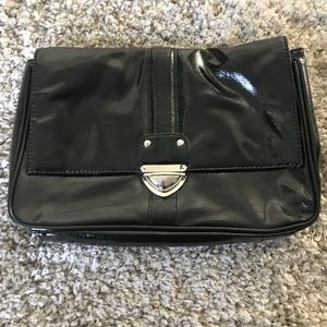 Black patent leather envelope clutch